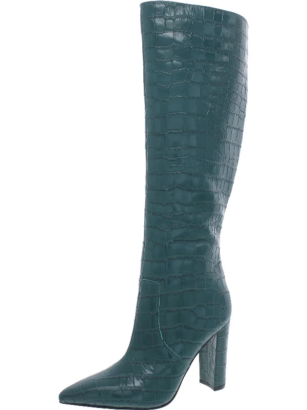 Limited-Time Shoe Deals Giancarlo 2 Womens Leather Animal Print Knee-High Boots