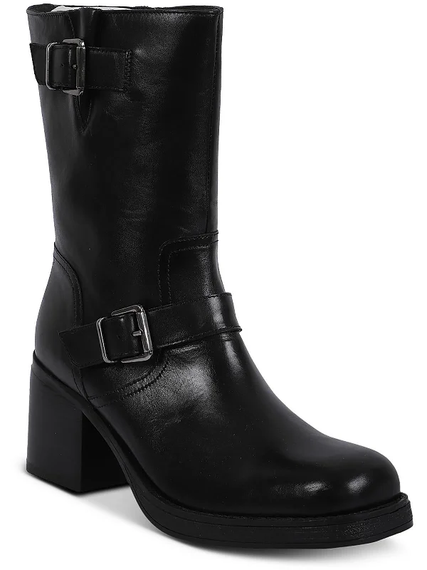 Designer Shoes Clearance Janice Womens Leather Solid Mid-Calf Boots