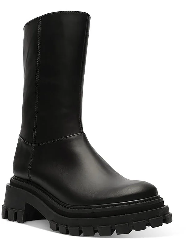 Fashion Forward Femininity Juany Womens Leather Zipper Mid-Calf Boots