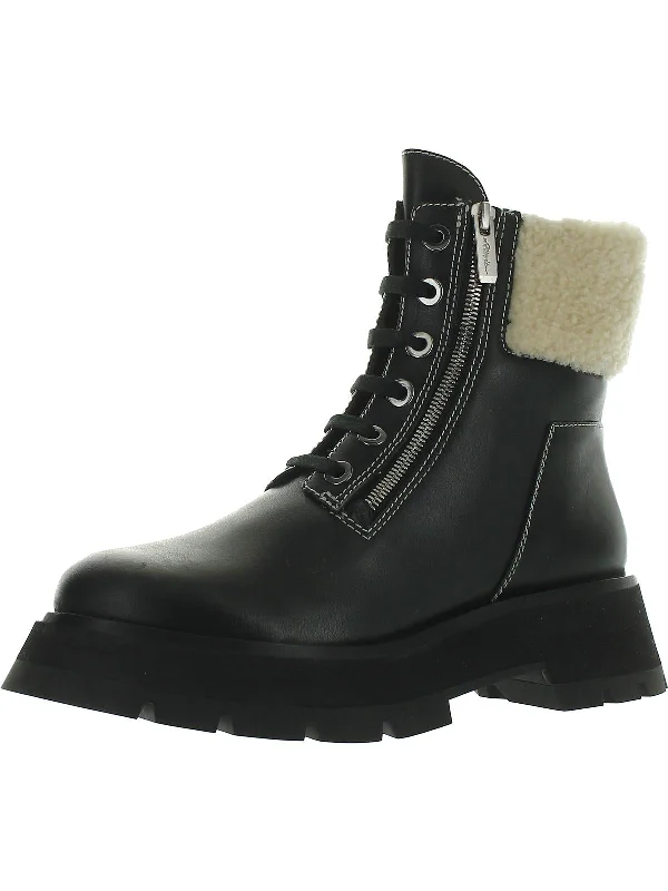 Premium Casual Footwear Kate Womens Leather Sheepskin Combat & Lace-up Boots