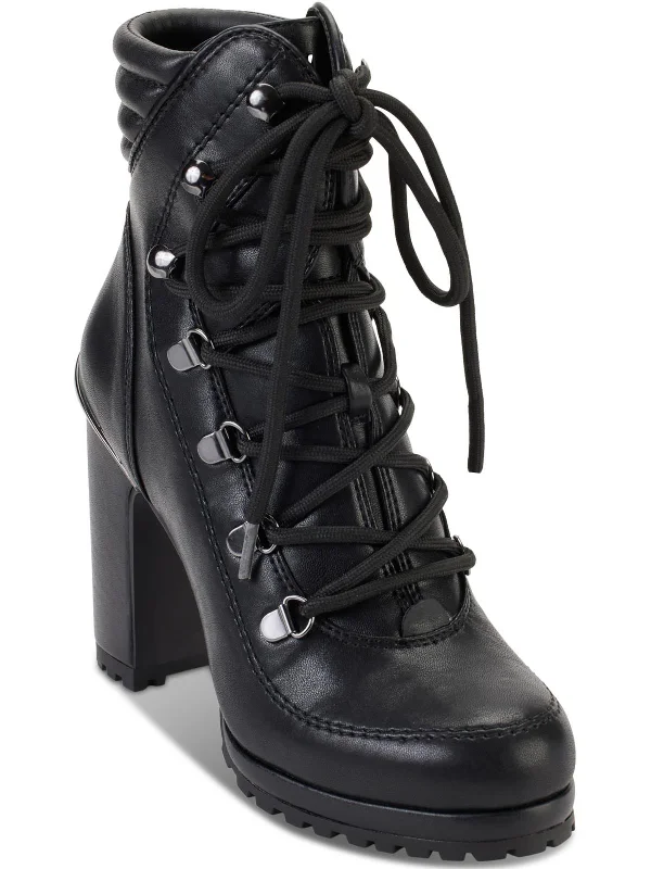 Women's Everyday Shoes Lenni Womens Faux Leather Platform Combat & Lace-up Boots