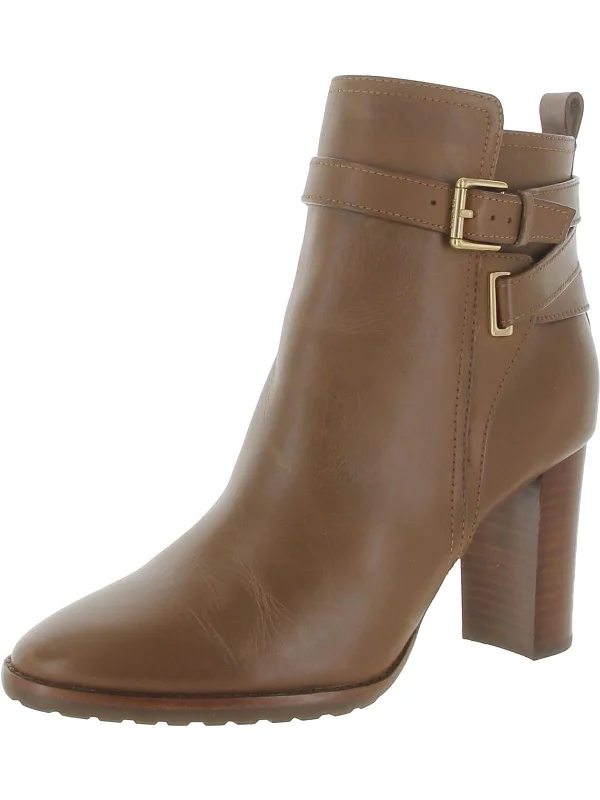 Special Offer Madisyn Womens Leather Stacked Heel Ankle Boots