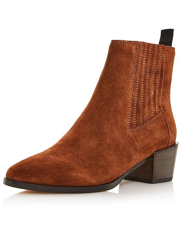 Chic And Edgy Rover Womens Suede Pointed Toe Chelsea Boots