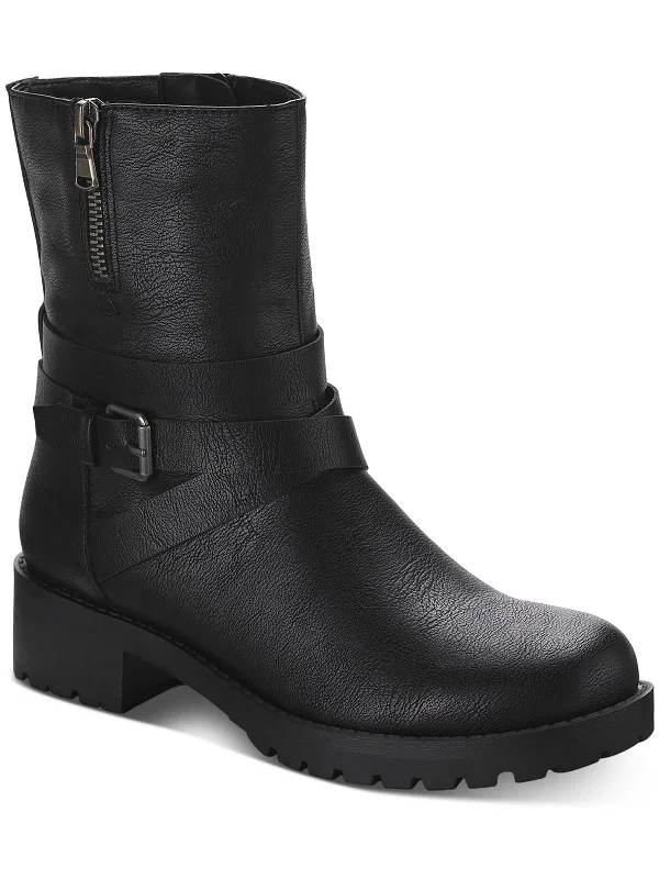 Athleisure Style Sale Stellaa Womens Faux Leather Lugged Sole Motorcycle Boots