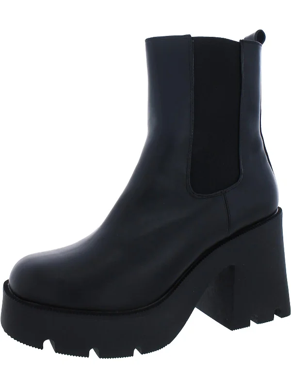 Sophisticated Style Offers Tippah Womens Faux Leather Platform Mid-Calf Boots