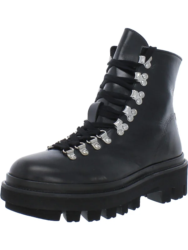 Seasonal Footwear Sale Wanda Womens Leather Embossed Combat & Lace-up Boots