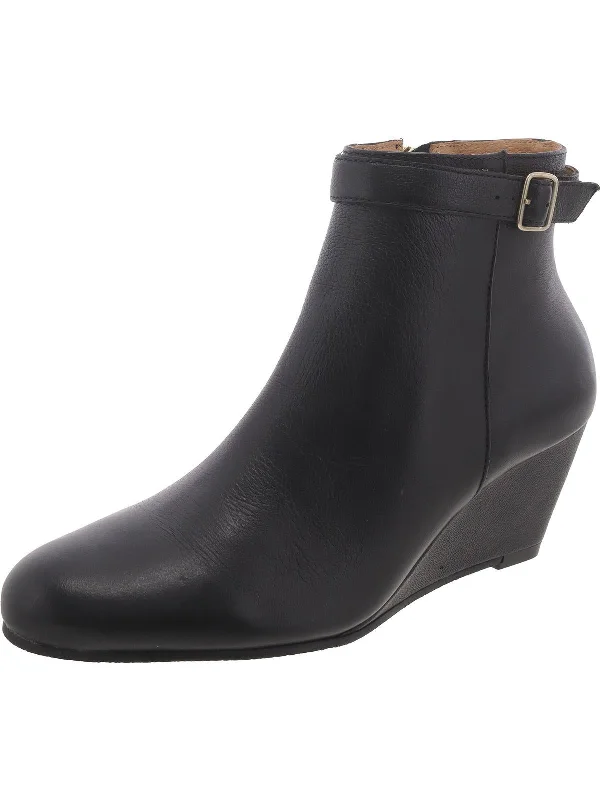 Evening Elegance Willa Wedge Bootie Womens Leather Wedges Mid-Calf Boots