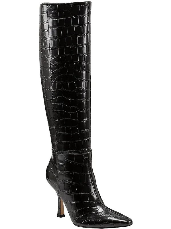 Affordable Women's Shoes Womens Faux Leather Pointed Toe Knee-High Boots