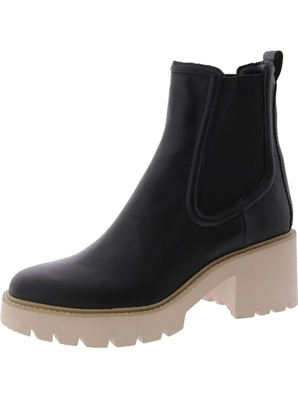 High-Fashion Casual Shoes Womens Leather Lugged Sole Chelsea Boots