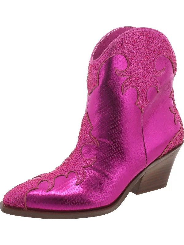 Seasonal Trends Zolly Womens Snake Print Rhinestones Booties