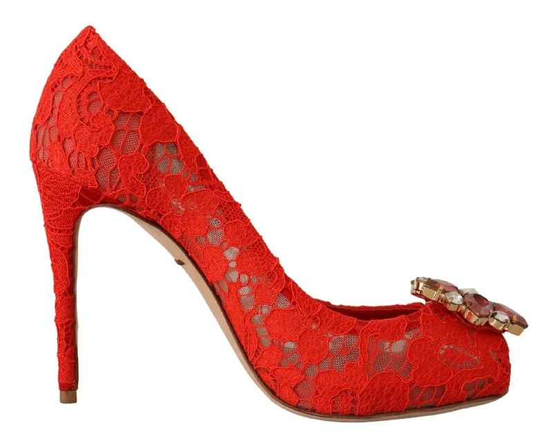 Spring Offer Dolce & Gabbana Lace Crystal Heels Pumps