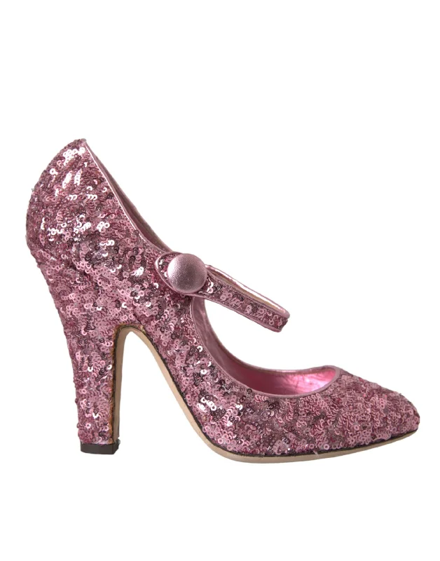 All-Day Comfort Shoes Sale Dolce & Gabbana Pink Sequin Mary Jane Pumps High Heels Women's Shoes