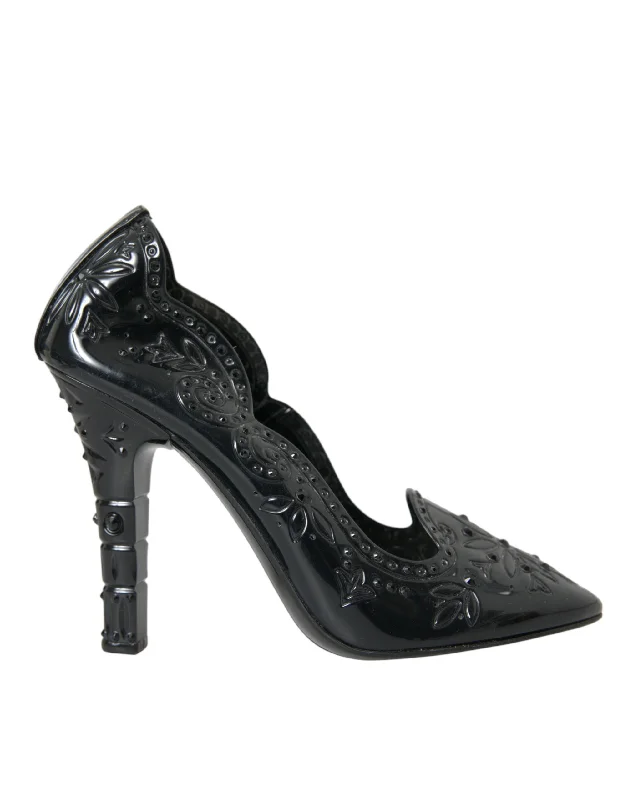 Low Price Special Dolce & Gabbana Black Crystal CINDERELLA Heels Pumps Women's Shoes