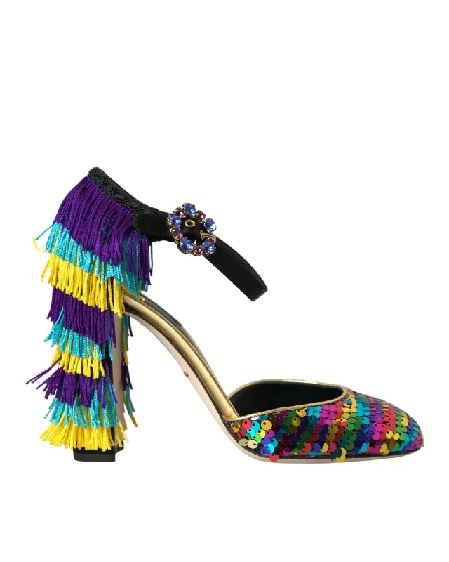 Sale Clearance Dolce & Gabbana  Women's Sequin Pumps with Fringe