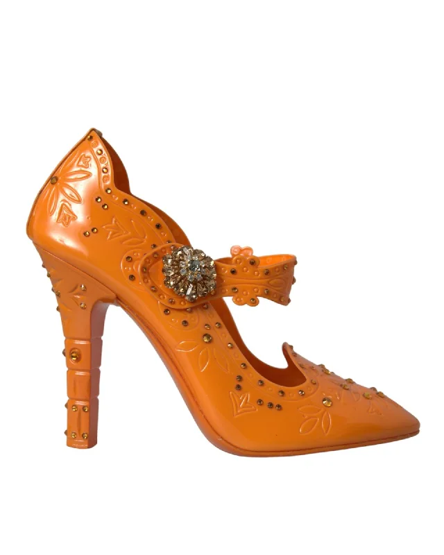 Must-Have Shoe Styles Dolce & Gabbana  Embellished Slingback Pumps Orange