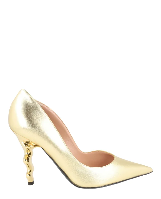 Special Offer Moschino Womens Metallic Sculpted-Heel Pumps