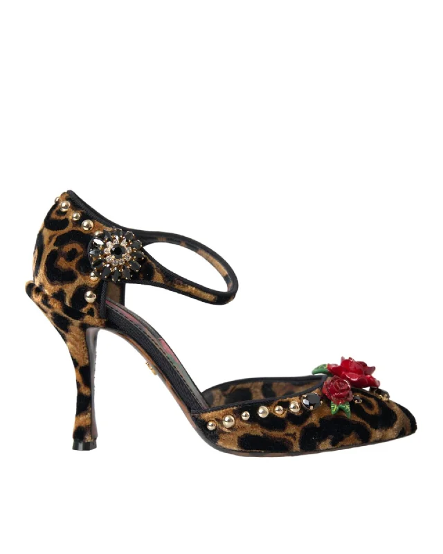 All-Season Shoes Deal Dolce & Gabbana  Leopard Print Velvet Pumps