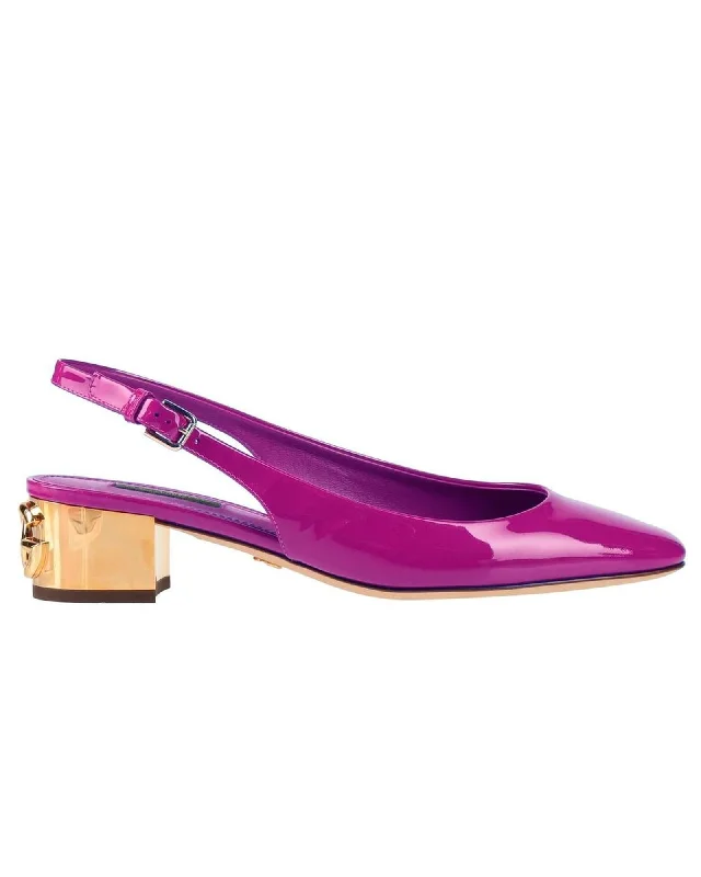 Designer Shoes Clearance Dolce & Gabbana  Slingback Pumps Magenta Patent Leather