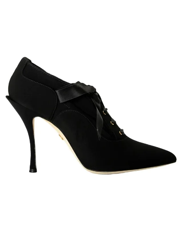 Ultra-Soft Flats Deal Dolce & Gabbana  Black Suede Lace-Up Pumps