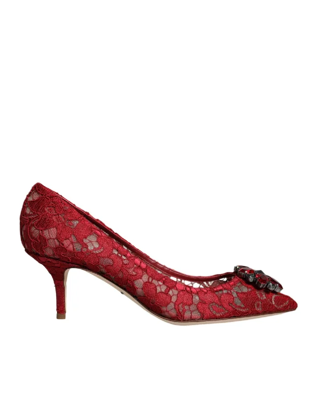 Comfortable Shoes Promotion Dolce & Gabbana Taormina Lace Crystal Embellished Heels Pumps