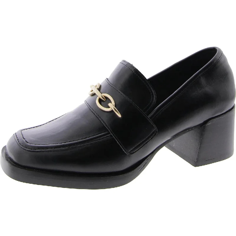 Sophisticated Street Style Offers Clarkson Womens Faux Leather Block Heel Loafer Heels