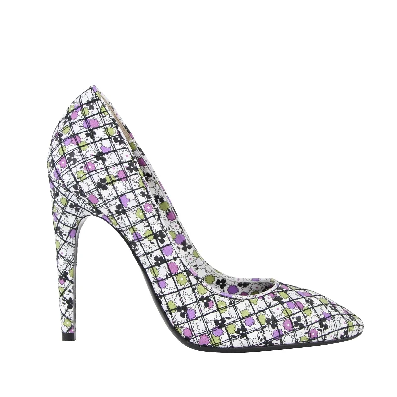 Modern Running-Style Shoes Bottega Veneta Women's Green / Purple Floral Leather Heels