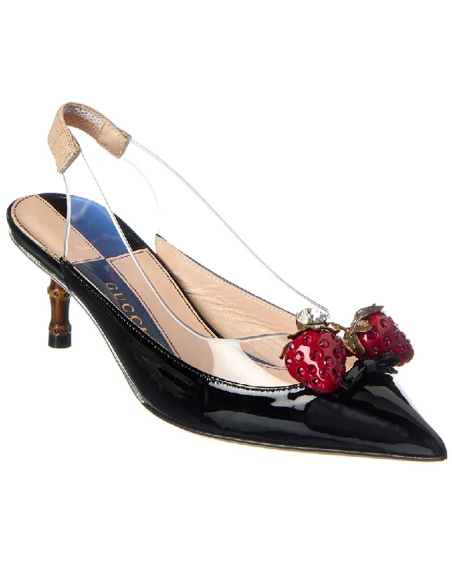 Seasonal Clearance Gucci Vinyl & Patent Slingback Pump