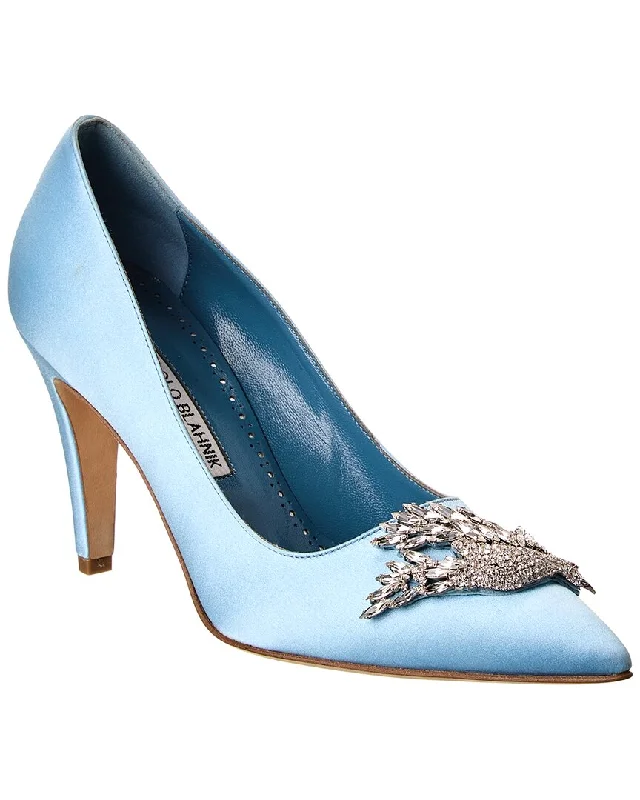 Elegant Evening Shoes Deal Manolo Blahnik Palos 90 Satin Pump