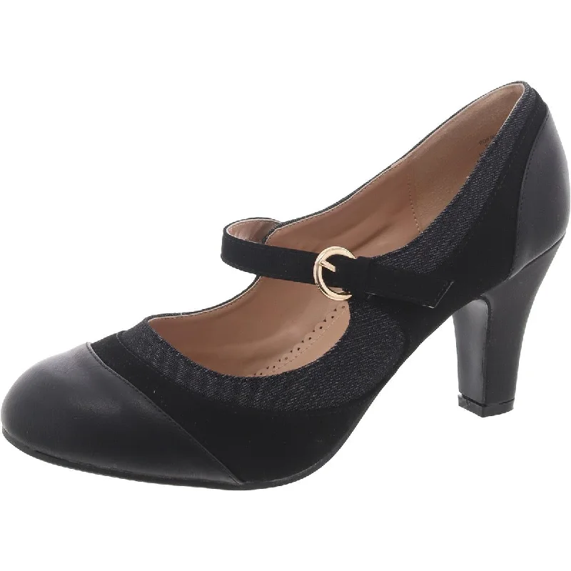 Comfortable Chic Womens Faux Leather Mary Jane Pumps