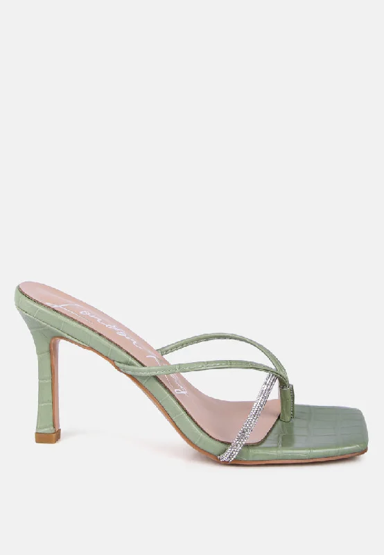 Seasonal Clearance Fetish Croc Rhinestone Strap Sandals