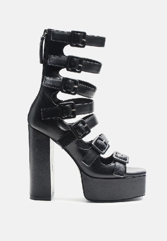 Stylish Shoe Discounts Sarouchi Caged Gladiator Platform Sandals